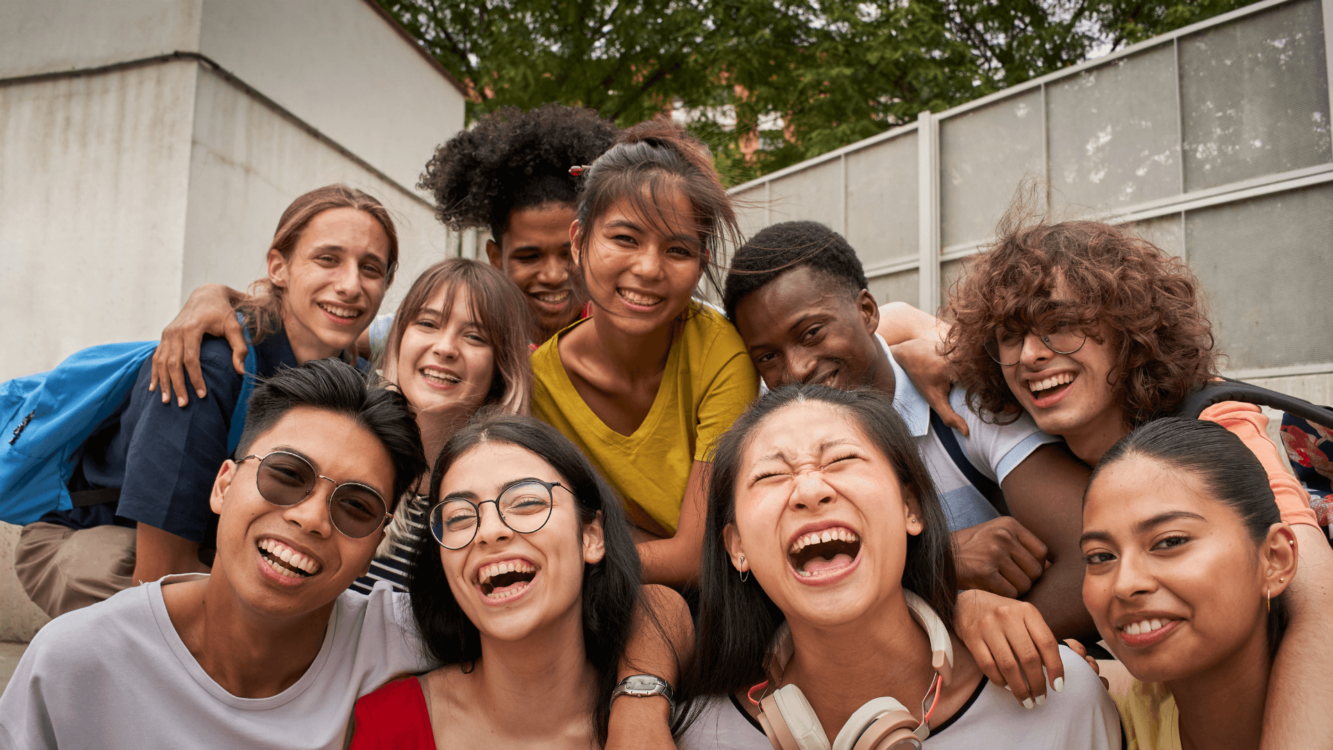 A group of young people laughing